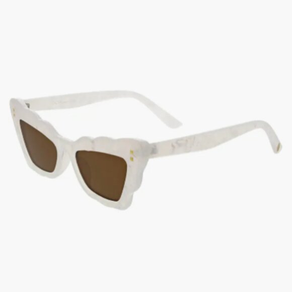 BCBG 51mm Scalloped Mother of Pearl Cat Eye Sunglasses NEW...